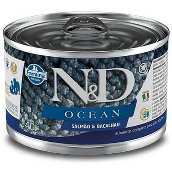 Ração Úmida N&D Ocean Cães Adultos Salmão e Bacalhau 140 g