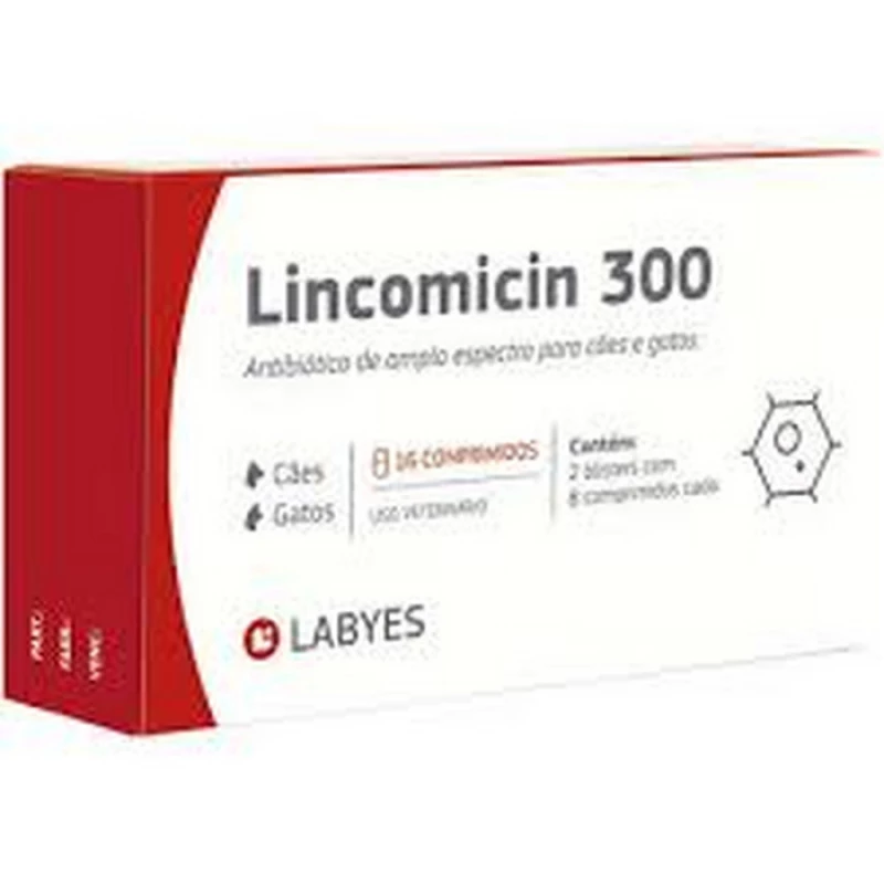Antibiótico Lincomicin 300 para Cães e Gatos 16 comprimidos