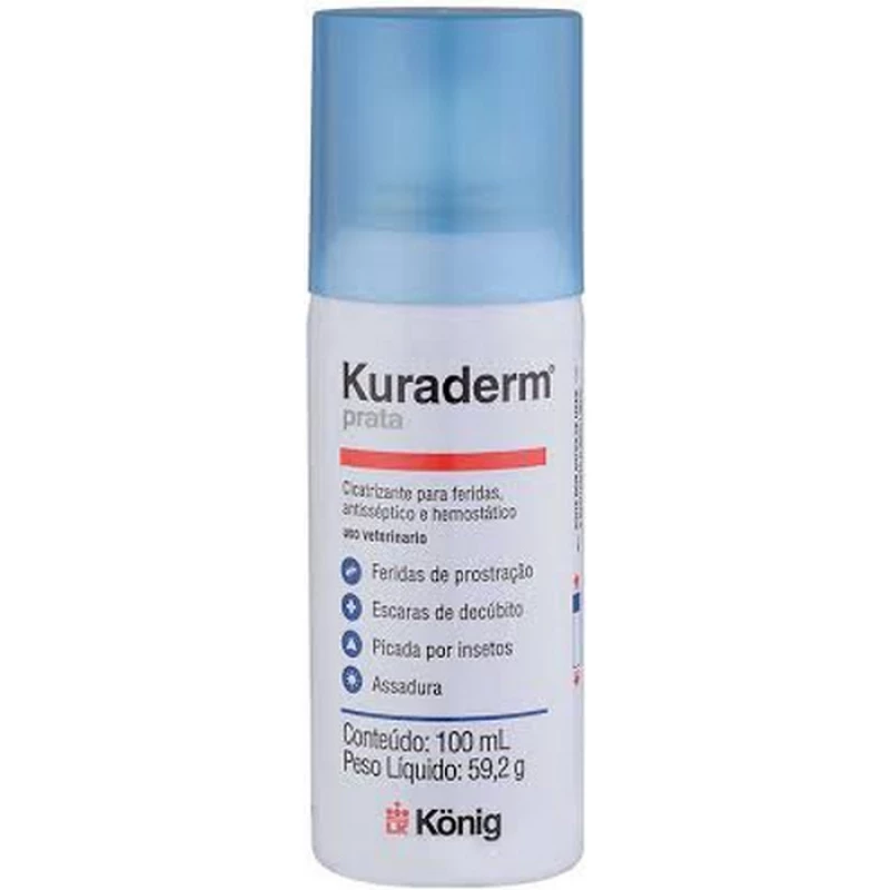Cicatrizante Aerosol Kuraderm König para Cães e Gatos com 100ml